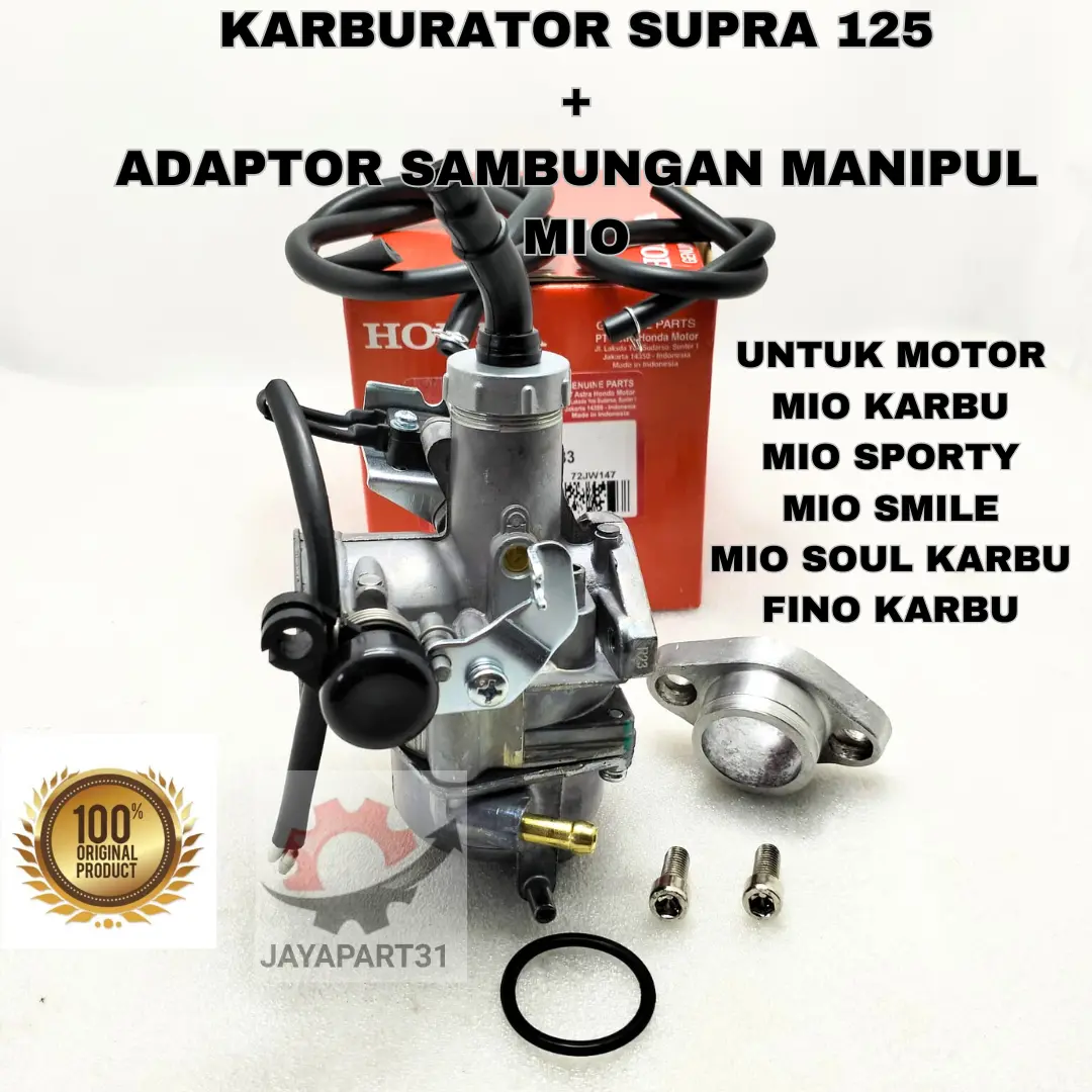KARBURATOR KARISMA/SUPRA X 125 + ADAPTOR SAMBUNGAN MANIPUL MIO BUAT MIO KARBU, MIO SMILE