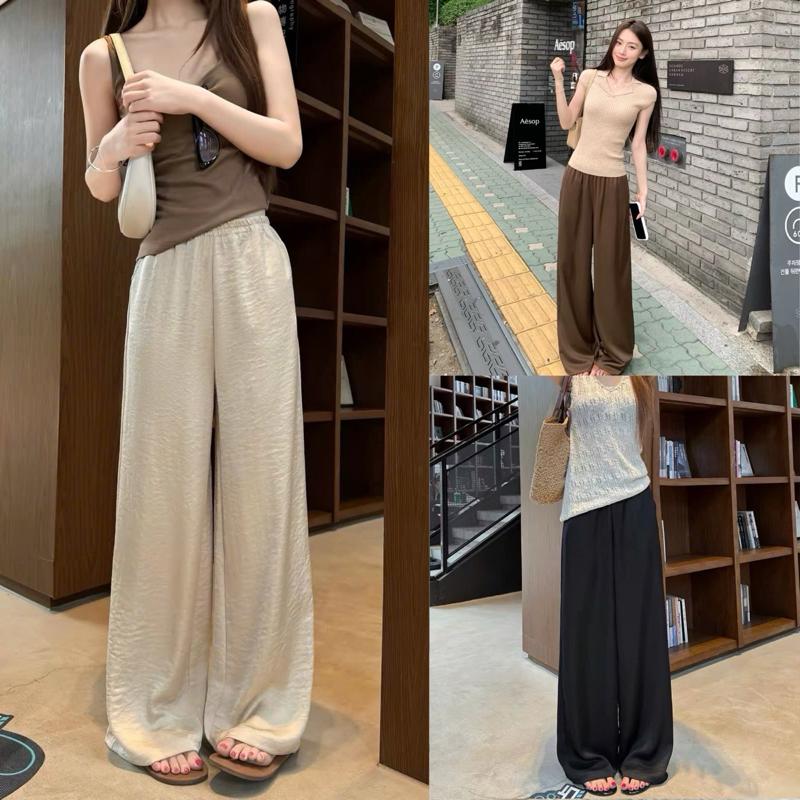 Quần suông ống rộng chất liệu linen đũi tơ mặc nhẹ mát dễ chịu mềm mại