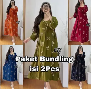New Bundling 2 Daster Pita 3/4 Bahan Rayon Tebal Busui Bumil Kancing Adem Nyaman Dipakai