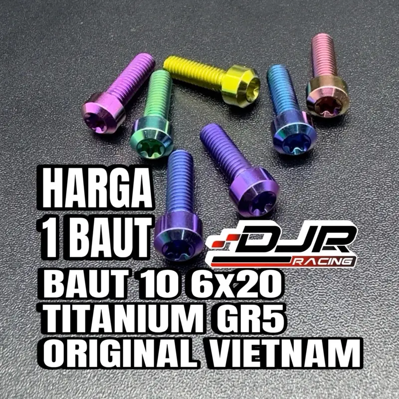Baut 10 Titanium 6x20 Small Head Baut 10 Panjang 2cm Original Vietnam