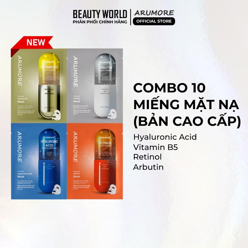  Combo 10 Mặt Nạ ARUMORE Dưỡng Ẩm Làm Sáng Đều Màu Da 23ML 