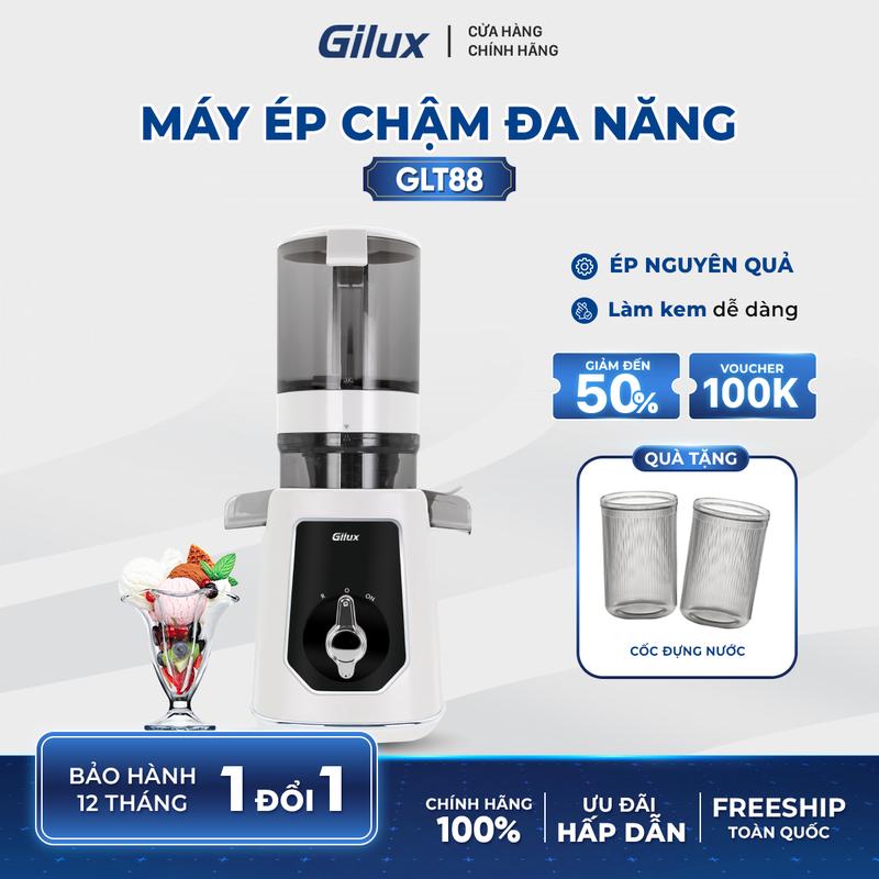 Máy ép chậm Gilux GLT88 - ép nguyên quả kiệt bã - giữ nguyên dinh dưỡng - Bảo hành 12 tháng