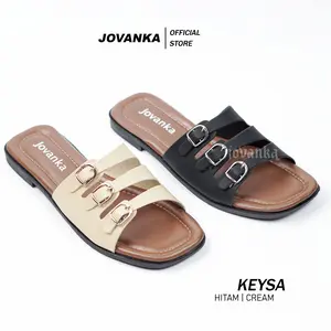 Jovanka Keysa - Sandal Flat Wanita | Sandal Teplek Model Kekinian Cantik Elegan Pijakan Empuk Shoes Cewek