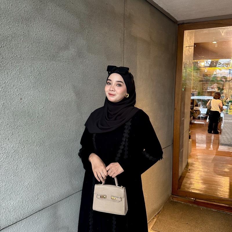 ABAYA RENDA MELATI DENGAN LAYER SIFON S M L XL XXL gamisabaya jetblack abaya  sehari 4