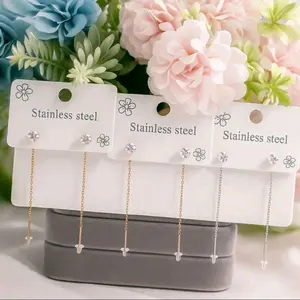 ANTING JURAI 5,5 CM TITANIUM FASHION WANITA MOTIF 1 PERMATA PUTIH ANTI KARAT&LUNTUR