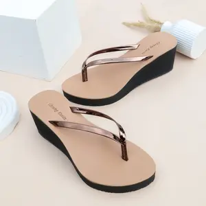 CZ - Cheung Kuedz Spon 03 Sandal Jepit Wanita Tinggi 7Cm Sol Karet Padat  Sendal Wedges