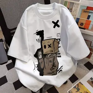 Kaos Lengan Pendek Gaya Amerika Lebar Bernapas Kasual Dengan Cetakan Pola Boneka Kayu Kecil Fit Muda Nyaman Panjang Sweater Unisex Keren Santai Wanita Motif Lembut Crewneck Distro Atasan