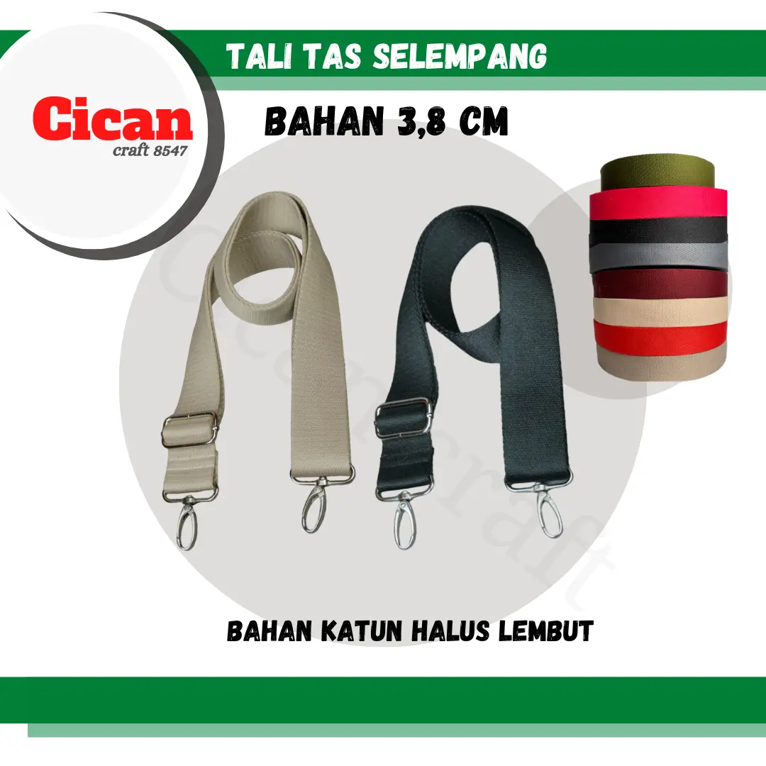 Tali Longstrap cotton SELEMPANG TAS 3,8 CM KUAT DAN TEBAL 1,8 MM POLYKATUN