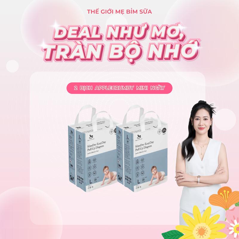 [TGMBS] Combo 2 bịch Tã/Bỉm Applecrumby Slim siêu khô thoáng cho bé