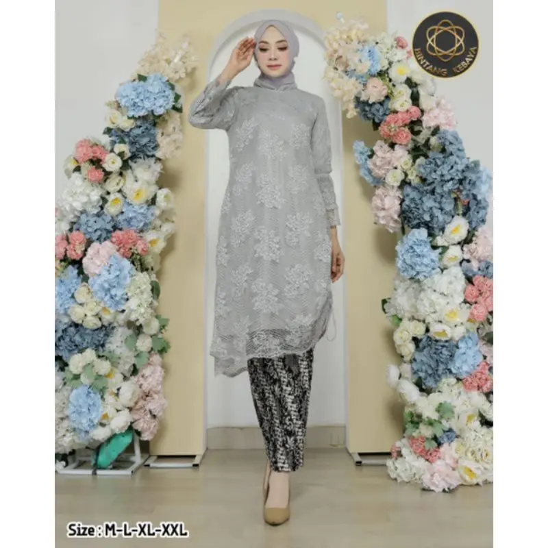 ( COD ) Kebaya Tunik Serut Brukat Full Bordir 100% realpict mewah / Tunik serut renda brukat balon model baju bodo lakbu lengan lonceng serut / Set Kebaya Tradisional / Kebaya Kondangan / Kebaya Pesta / Tunik Serut / Renda / Bridesmaid 7