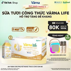 Combo 3 Thùng 12 hộp Varna Life sữa tươi công thức hỗ trợ tăng đề kháng (Vàng) (12 hộp giấy x 200ml)