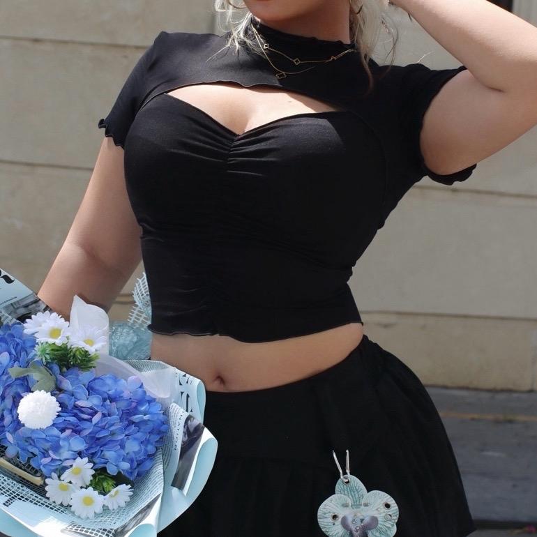    BIGSIZE TRÊN 55KG   AMS24 ÁO NHÚN HỞ NGỰC thun cotton tay ngắn bigsize nữ 