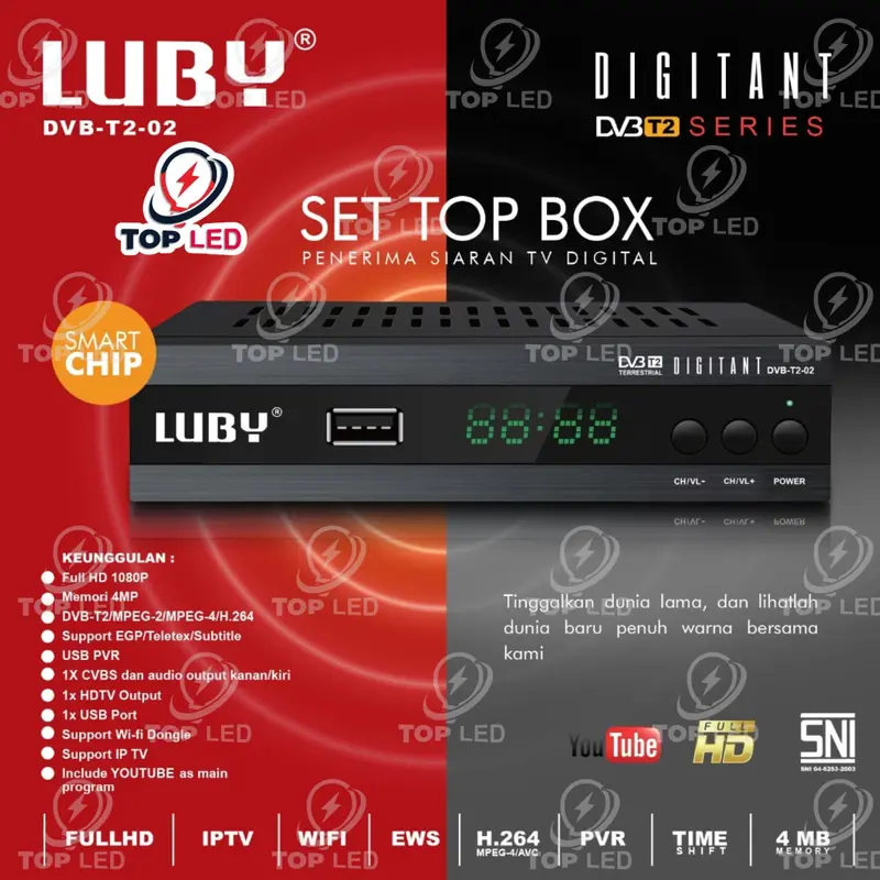 LUBY DVB T2 02 Set Top Box TV Siaran Digital Receiver STB Bisa Youtube 1
