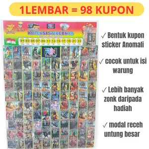 Mainan Anak Cabutan Berhadiah Sticker Anomali 1 Lembar 98 kupon