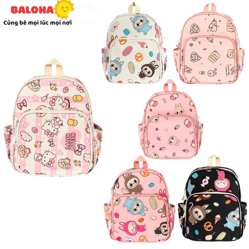 Balo cho bé từ 1-5 tuổi đi học mầm non mẫu giáo, cặp mẫu giáo cho bé đi học đáng yêu hoạ tiết Labubu, Capybara, Hello Kitty Baloha HAB247