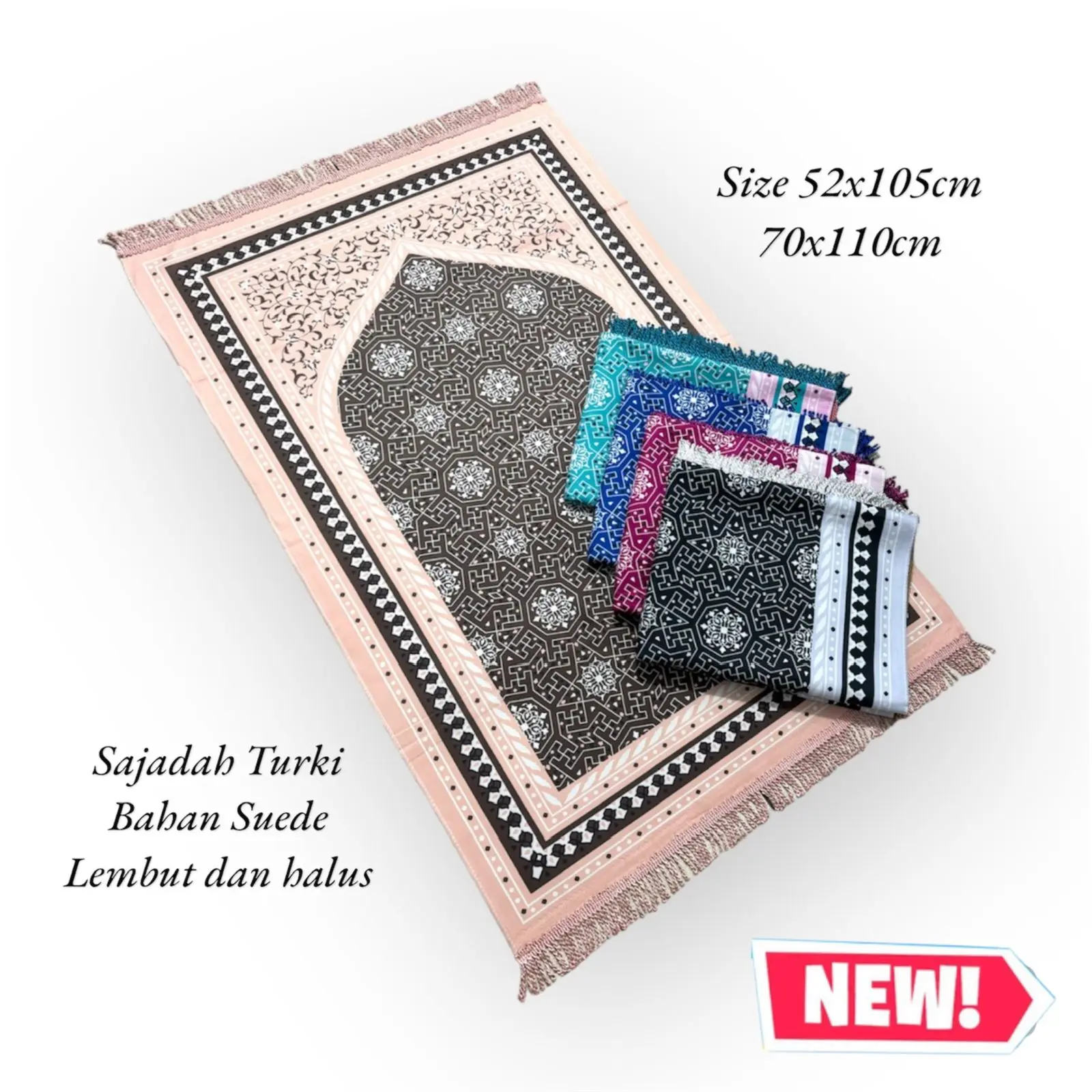 Sajadah Turki Premium Bahan Suede/Scuba Halus dan Lembut Motif Nyaman