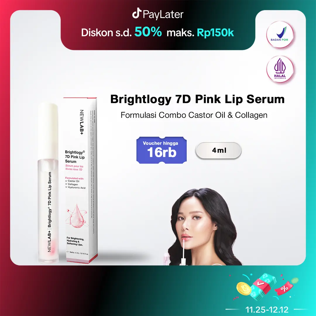 NEWLAB Brightlogy Pink Lip Serum | Lip Care untuk Bibir Gelap | Serum Bibir Mencerahkan | Pelembap Bibir 4ml | Melembabkan bibir kering