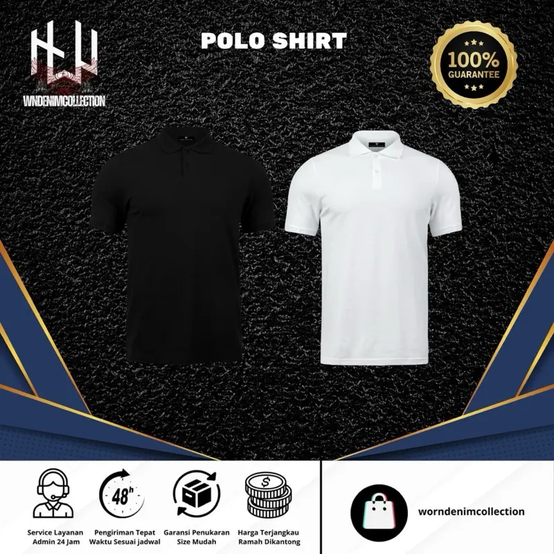 WORNDENIM- Basic Polo Shirt 20S-Cuttingan Slimfit-100% Cotton Pendek