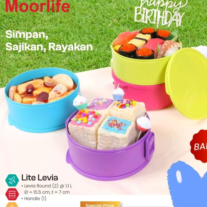 Lite Levia Round Moorlife rantang susun 2 0