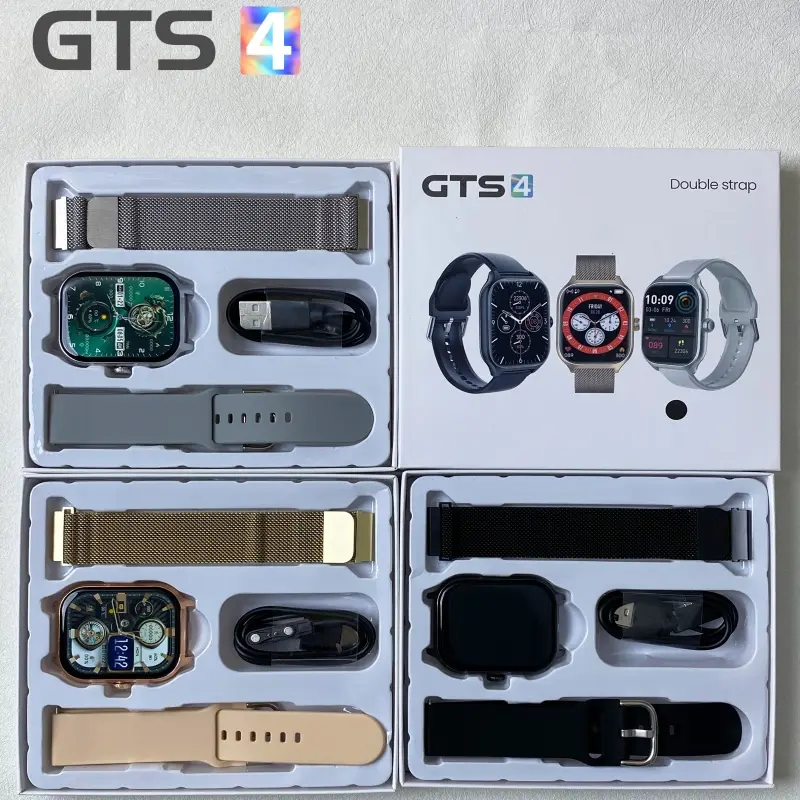 GTS4 Jam Tangan Pintar 2025 Hadiah Panggilan Bluetooth Jam Tangan Pintar Dial Sentuh Musik Pelacak Kebugaran Jam Tangan Olahraga Tali Logam 7