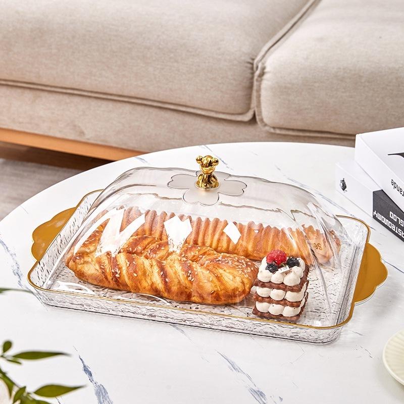 SET Nampan Tray Mewah Nampan Dengan Pegangan Handle Gold Snack Fruit Tray Tempat Penyimpanan Kue - PMJ203 Kitchenware Makan 7