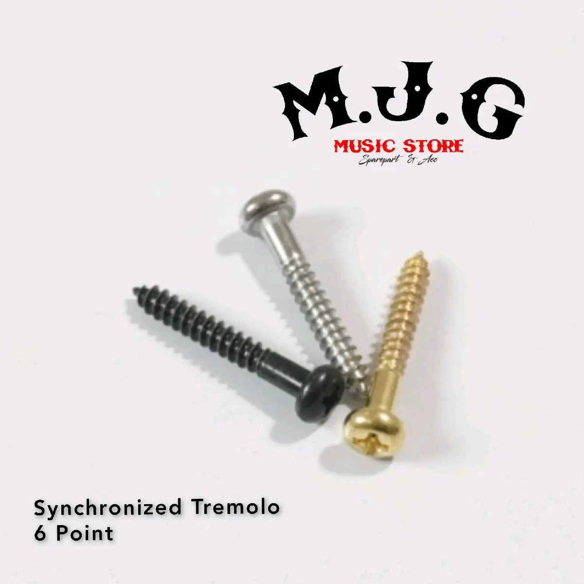 screw sekrup tremolo bridge gitar or bass elektrik synchronize 6 point CHROME HITAM GOLD