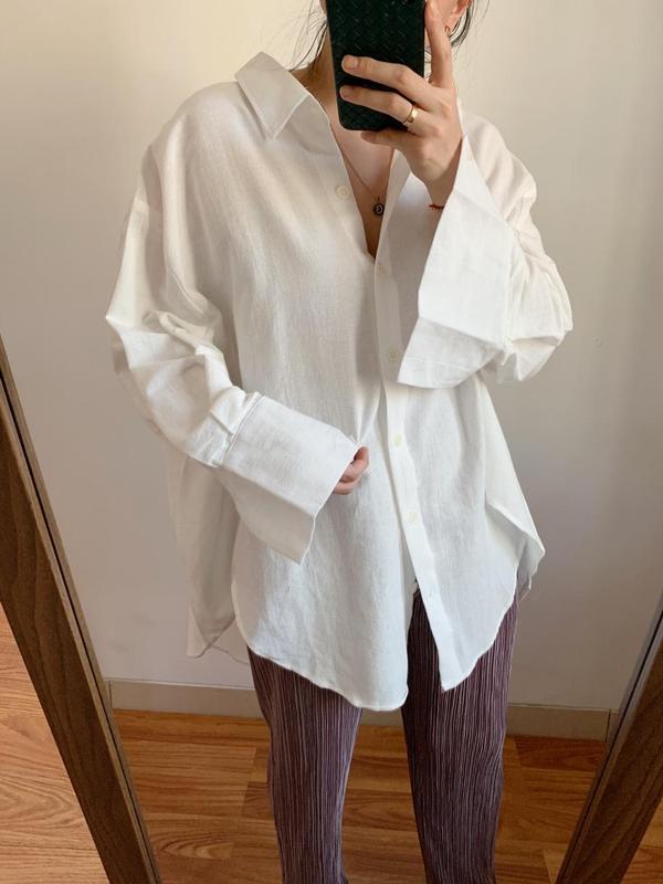 [Seminggu.rtw] Pocca Oversized Shirt / Atasan Wanita / Kemeja Lengan Panjang Wanita / Kemeja Linen / Kemeja Oversized 2