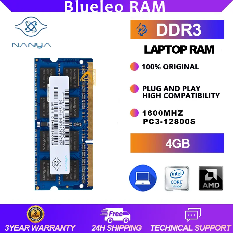 Nanya 4GB 2RX8 PC3-12800S DDR3 1600Mhz 204Pin 1.5V SODIMM Laptop Memory RAM