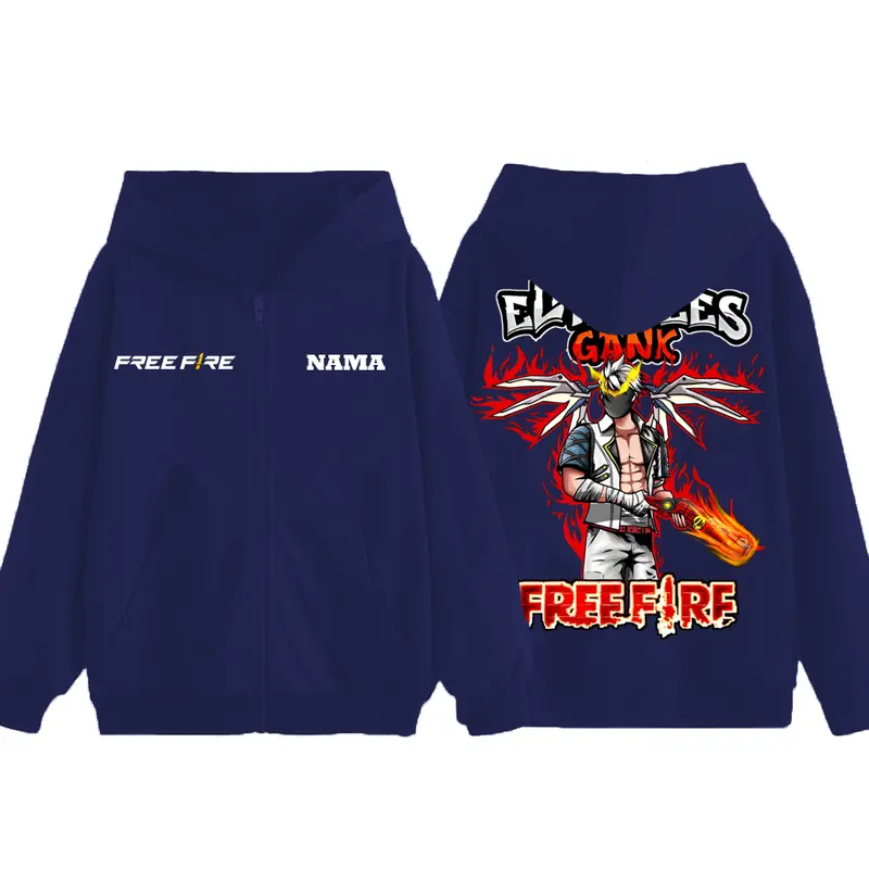 Jaket Zipper Free fireee FF freefire Anak laki laki 4-12 Tahun lucu - Hoodie epep cowok bahan tebal  Fashion kid 5
