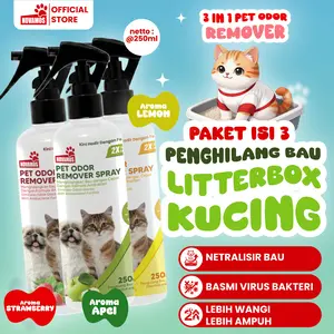 NOVAMOS Paket 3pcs Lebih Hemat & Murah Penghilang Bau Kotoran Pipis Kucing Terbaik Odor Remover Spray Pewangi Pengharum Pasir Kucing Penghilang Bau Pesing Kandang Kucing Terlaris Novamos Ampuh dan Praktis Bau Hilang Seketika Penghilang Bakteri Litter Box