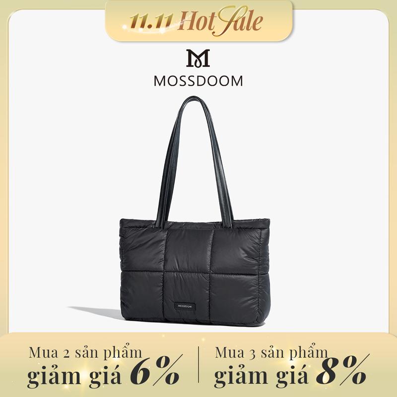 MOSSDOOM Luffie Bag Thiết kế đơn giản kẻ ô màu đặc Túi đeo vai mềm mại thời trang