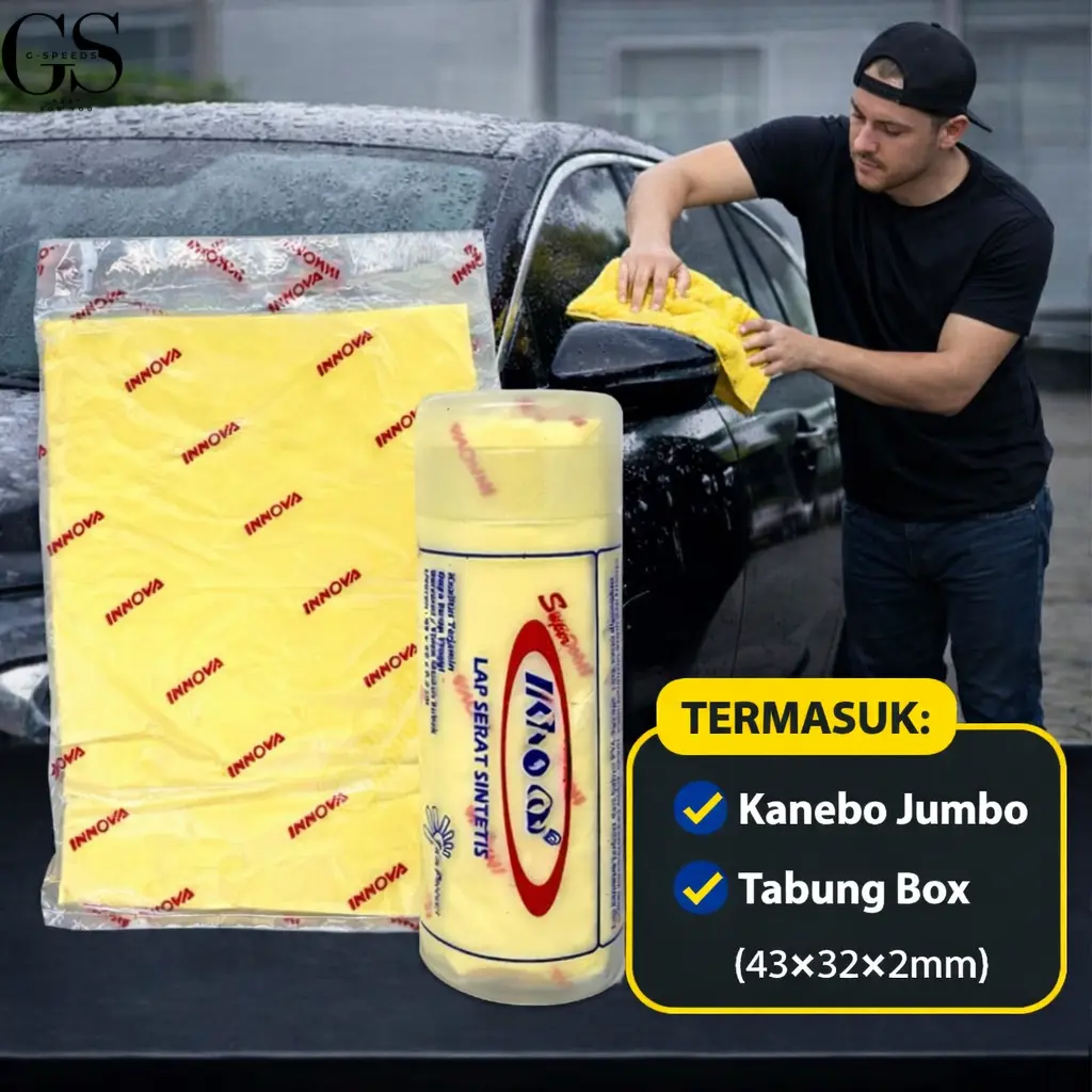 Kanebo Kain Lap Cuci Mobil dan Motor Lap Serbaguna 43x32cm Tebal Serapan Tinggi Kualitas Bagus - Cleaning Car G-SPEEDS INDONESIA