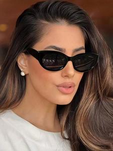 Lentes de sol vintage de montura ojo de gato para mujer, lentes de sol casuales y modernos de moda completa para uso diario, accesorios de moda para actividades al aire libre