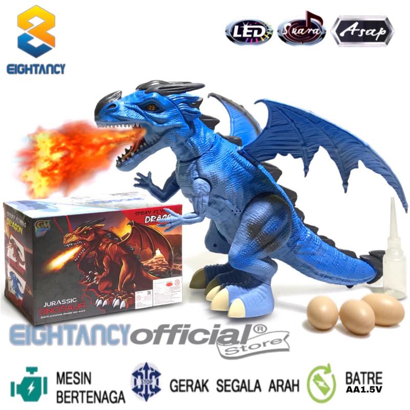 8T BO Animals Dino Naga Asap 612A Mainan Robot Naga Asap Dino Dragon Hewan Batre Proyektor LED Suara Animals Dinosaurus Bertelur Nago Sayok Asok BRO1206 Besar Dinosaurs Naga Sayap Asap Ukuran Jumbo 1
