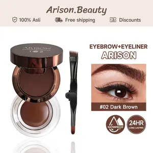 ARISON Eyeliner Cream & Brow Powder 2in1 Tahan Lama Waterproof & Natural Make Up