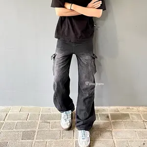 Celana Cargo Jeans Warna Spray terbaru termurah Jeans Cargo pria wanita Unisex Model korean Style Cargo viral Denim Panjang Loose