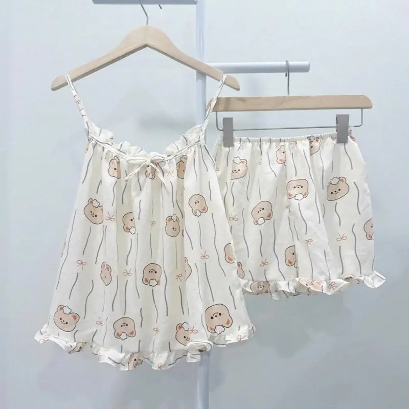 (Bigsize 60-75kg) Bộ đồ ngủ áo ngủ quần ngủ hai dây kích thước LỚN chất liệu đũi phù hợp bốn mùa