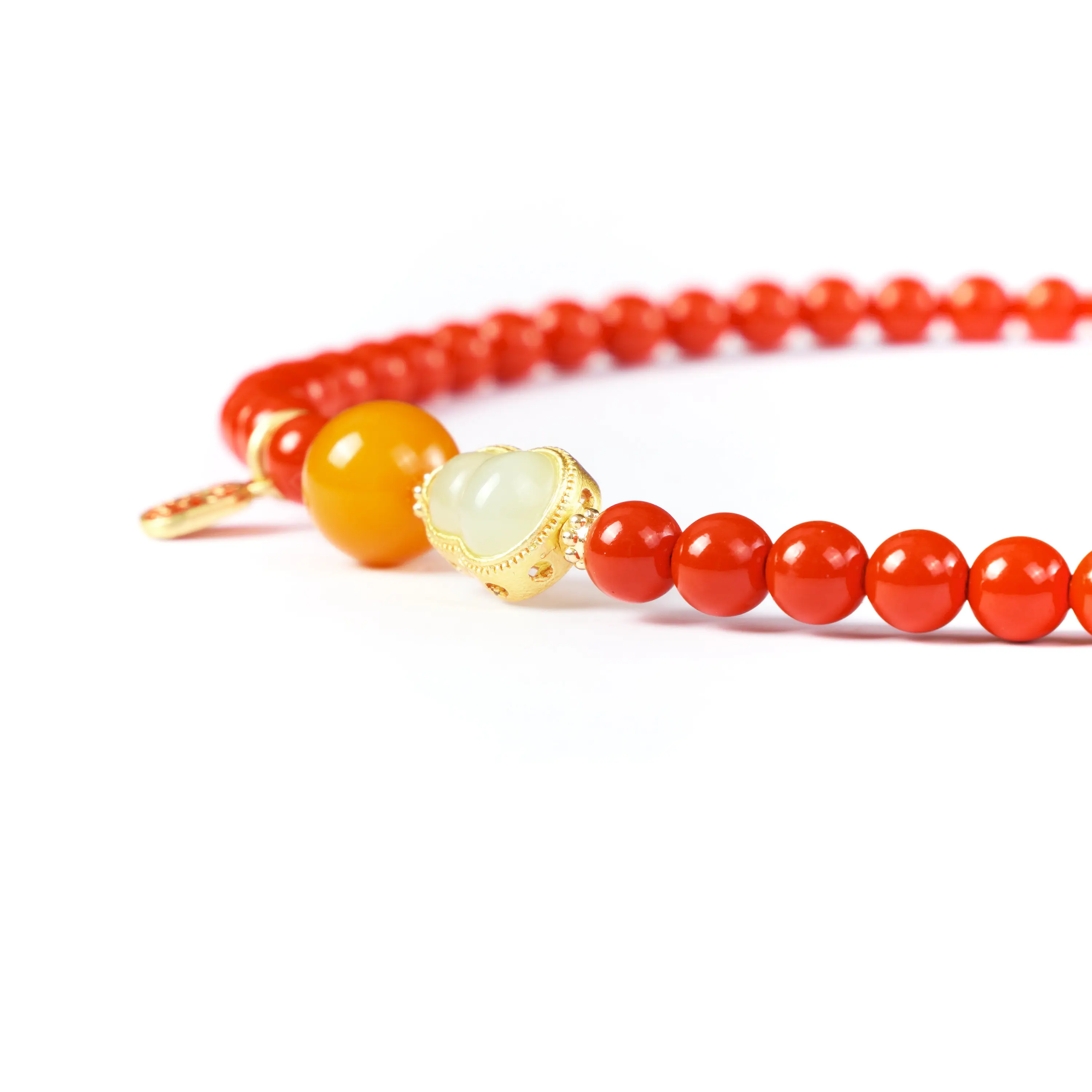 High content real cinnabar, DIY design Hotan Jade wax double loop bracelet