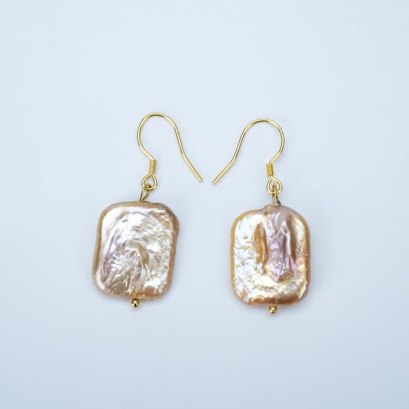 Product Introduction of shuIyuS925 silver accessories freshwater nuclear purple sugar cube baroque earrings 15mm special shape flawless ZH12381 2