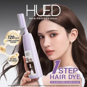 HU ED Hair Professional Hi Sleek Comb-In Hair Color 160ml Pewarna Rambut Cat Rambut Hair Dye penghitam rambut Praktis dengan sisir