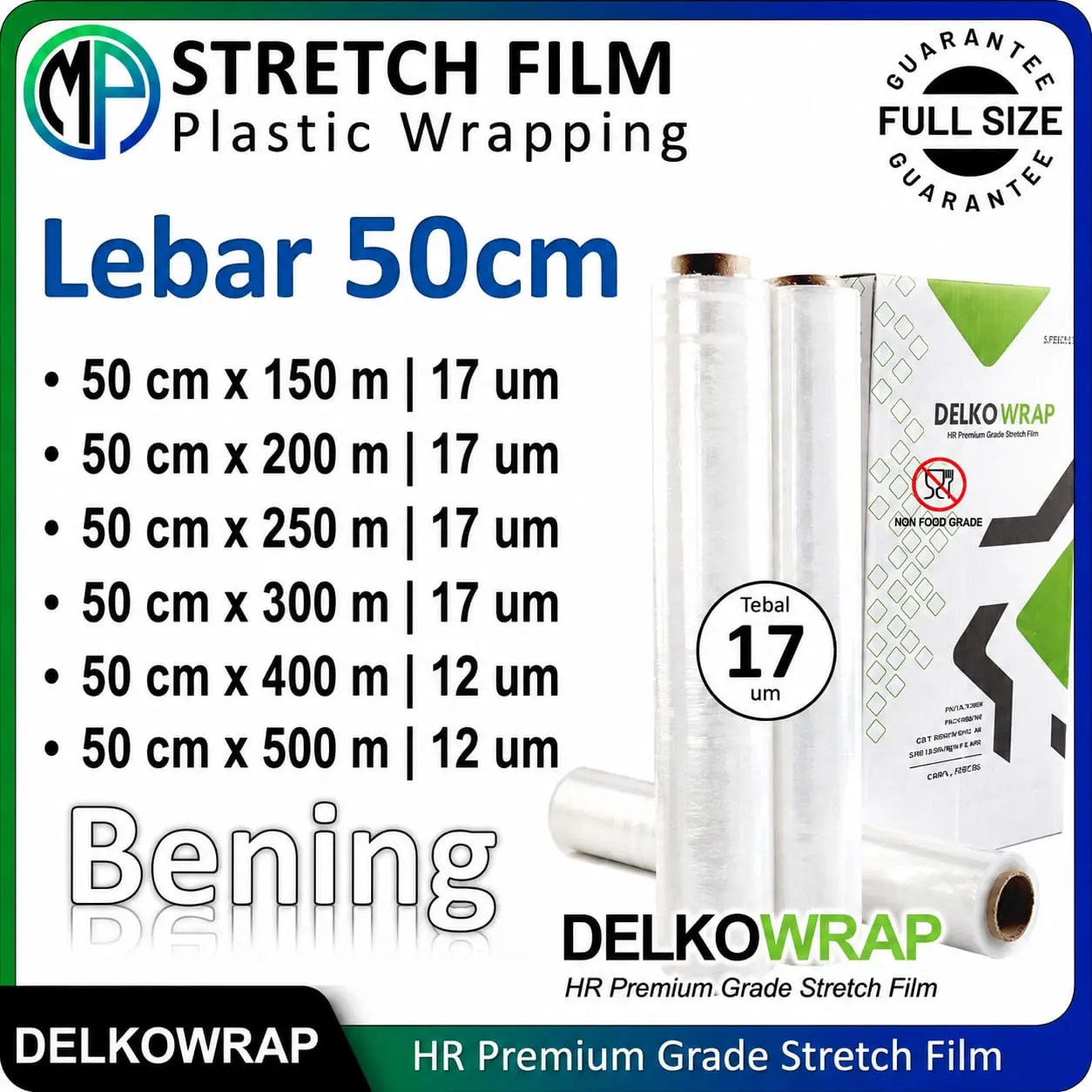 Plastik Wrapping Wrap | Stretch Film Bening 50cm Delkowrap Satuan Ecer