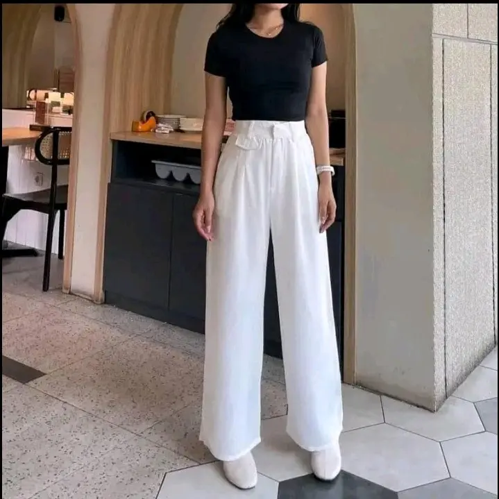 oro pants higwaist-celana panjang kulot wanita bahan loose pants trouser wanita anti kusut 4