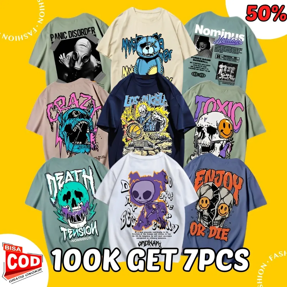 Kaos Pria 100rb Dapat 7 Pcs Trendyy/ Kaos Distro Dewasa Terbaru