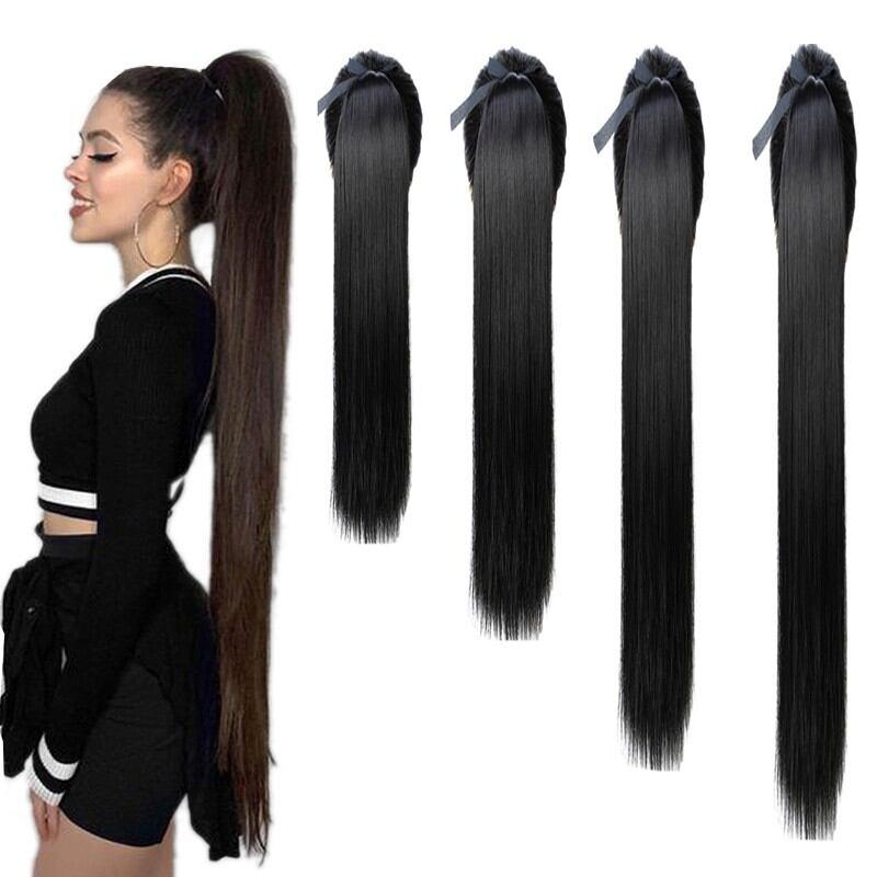 Tóc giả đuôi ngựa cao, dài thẳng dành cho nữ, chiều dài 45 cm./60 cm/75 cm/85…