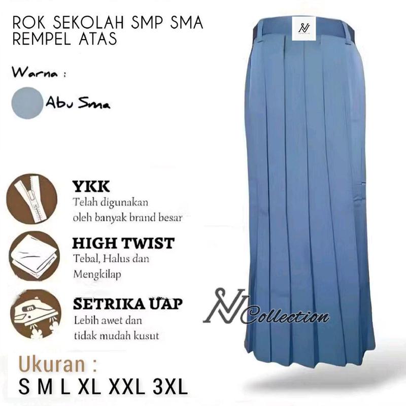 Rok Rempel Panjang Seragam Sekolah Perempuan SMP SMA SMK High Twist 2