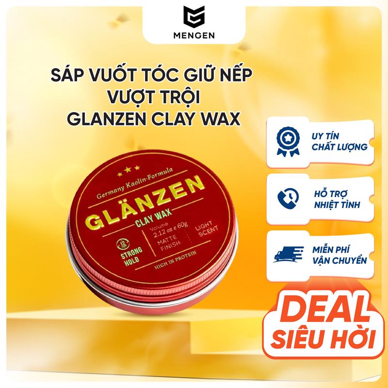  Sáp Vuốt Tóc Nam Glanzen Clay Wax 60g – Giữ Nếp Lâu Không Bết Mùi Thơm Nam Tính 