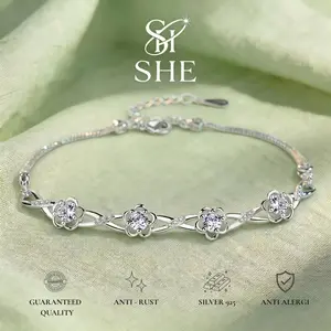 G49 - Gelang Wanita Perak S925 Jewerly Premium Platinum Plated Anti Luntur Anti Karat Size Adjustable Perhiasan Gaya Mewah Elegan Aksesoris Wanita Gelang Permata Bracelet Hadiah