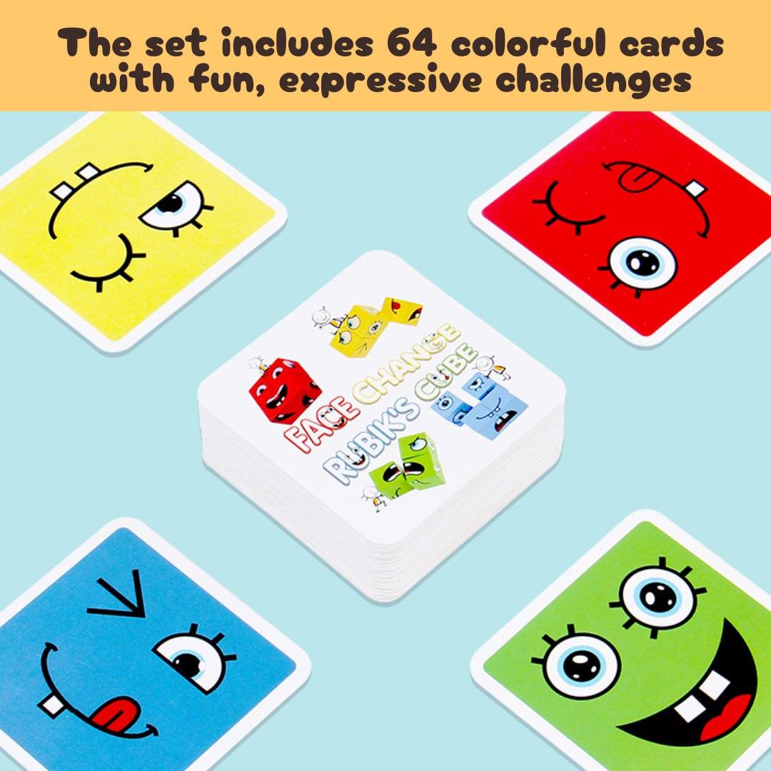 笑顔のために　exp2枚セット Wooden Face Expression Puzzle Ages 3+ Cute Face-Changing Cube