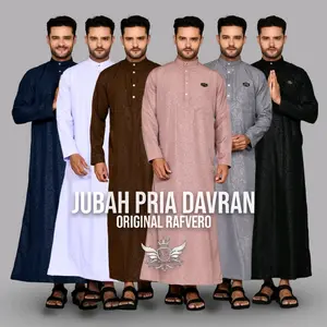Jubah Pakistan Muslim Pria Dewasa Embos Davran Original Rafvero Gamis Tasbih