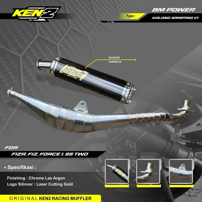 Knalpot F1zr BM Power kolong samping KEN2RacingMuffler Motorcycle 0